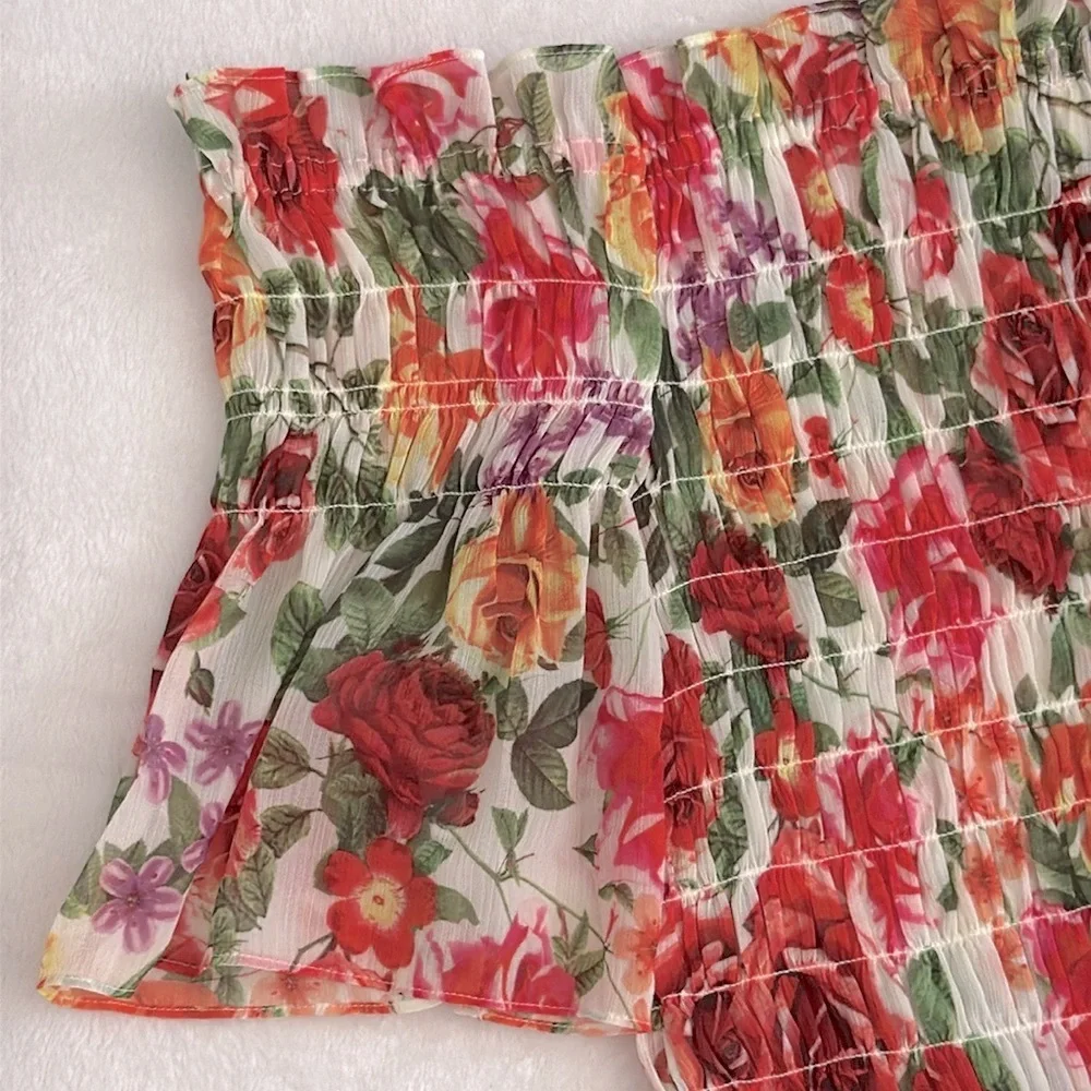 L'Agence | Bexley Off Shoulder Smocked Floral Top White Multi Garden Floral (XS) - Picture 12 of 15